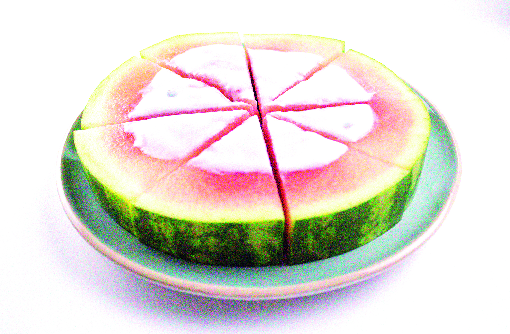 Watermelon and yoghurt cut in pieces